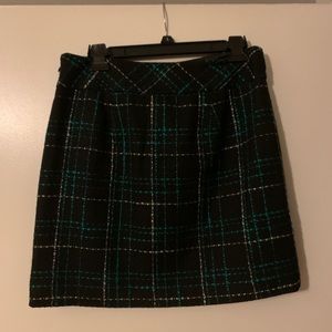 Anne Taylor Loft Black & Green Tweed Pencil Skirt